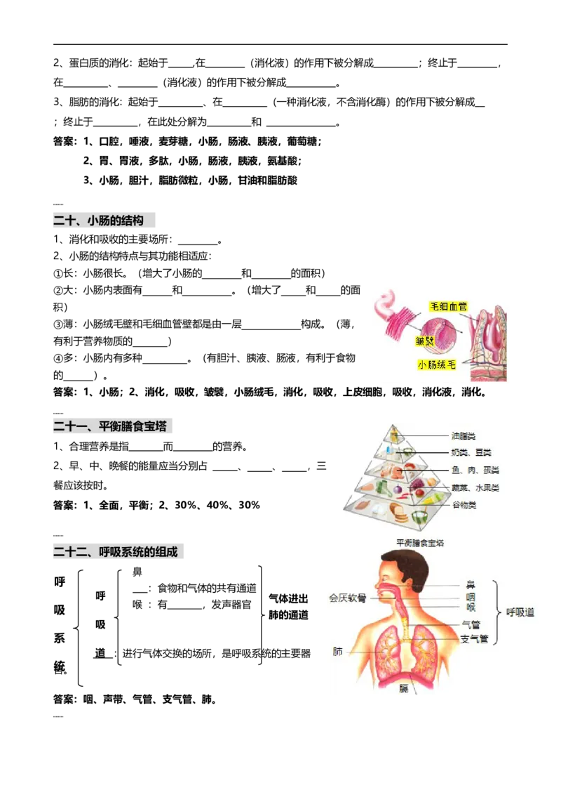 ❤初中生物重要识图填空速记50个_6生物中考复习_2024年中考复习资料_专项复习资料