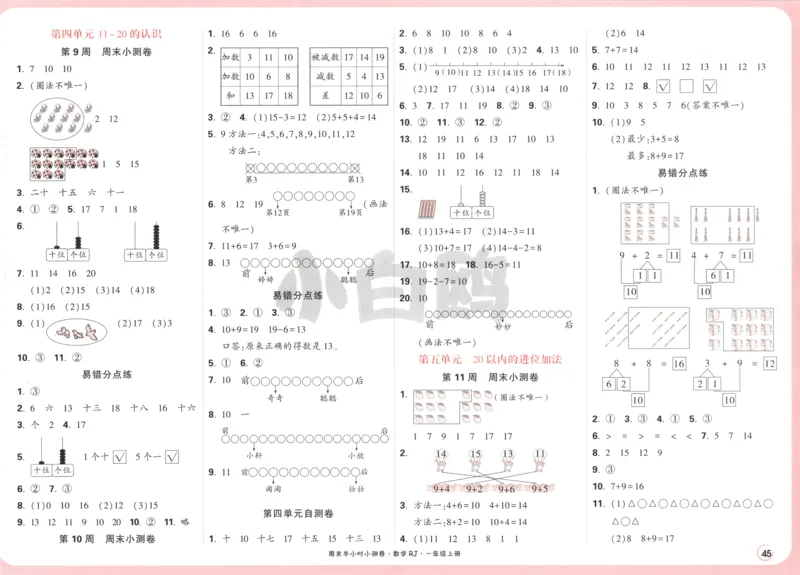 25秋《周末小测卷》1年级上册数学人教版答案_2026春季学期_周末预测小卷_2026《一本&bull;周末小测卷》（1-6年级下）（数学）（人教版）_赠送：2026小白鸥周末小测卷数学1-6年级上册