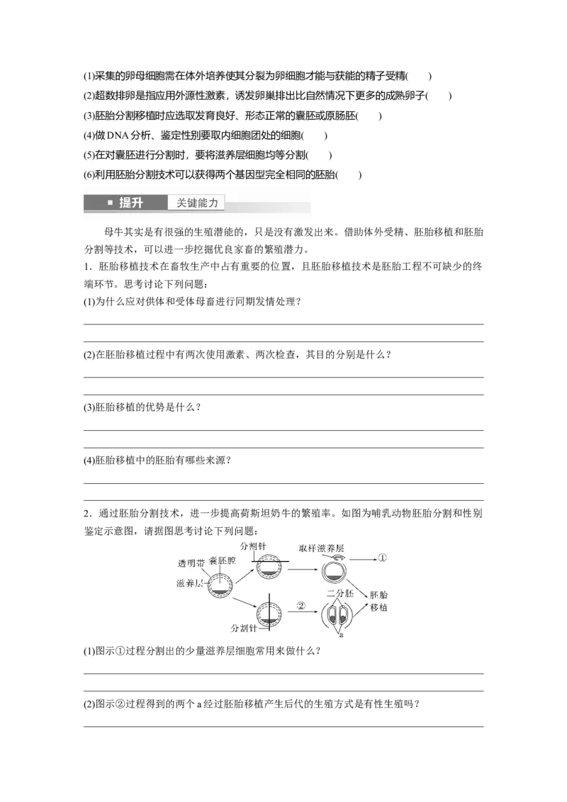 第十单元　第60课时　胚胎工程_2025年新高考资料_一轮复习_2025大一轮复习讲义+课件（完结）_2025大一轮复习讲义生物学生用书Word版文档整书_2025大一轮复习讲义