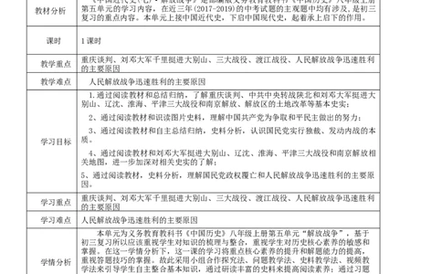 专题07人民解放战争（教学设计）-2020年中考历史一轮复习学历案+课件+教学设计+测试+背诵清单（部编版）_8历史中考复习_2023年中考复习资料_一轮复习