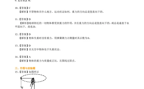 重力（提高）巩固练习_初物_1初中物理_北京四中内部教案初二物理_重力(提高)