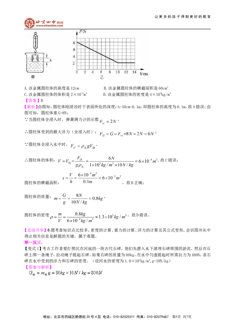 阿基米德原理(提高)知识讲解_初物_1初中物理_4初二物理人教版知识导学