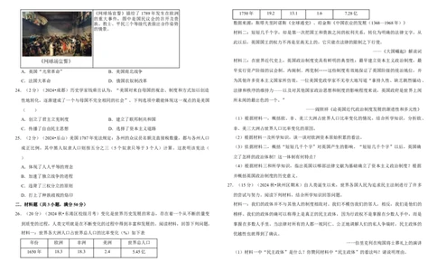27资本主义制度的初步确立（单元测试卷）含解析_8历史中考复习_2026年中考复习（更新中）_2026中考历史一轮复习课件+教案+单元测试卷_单元测试