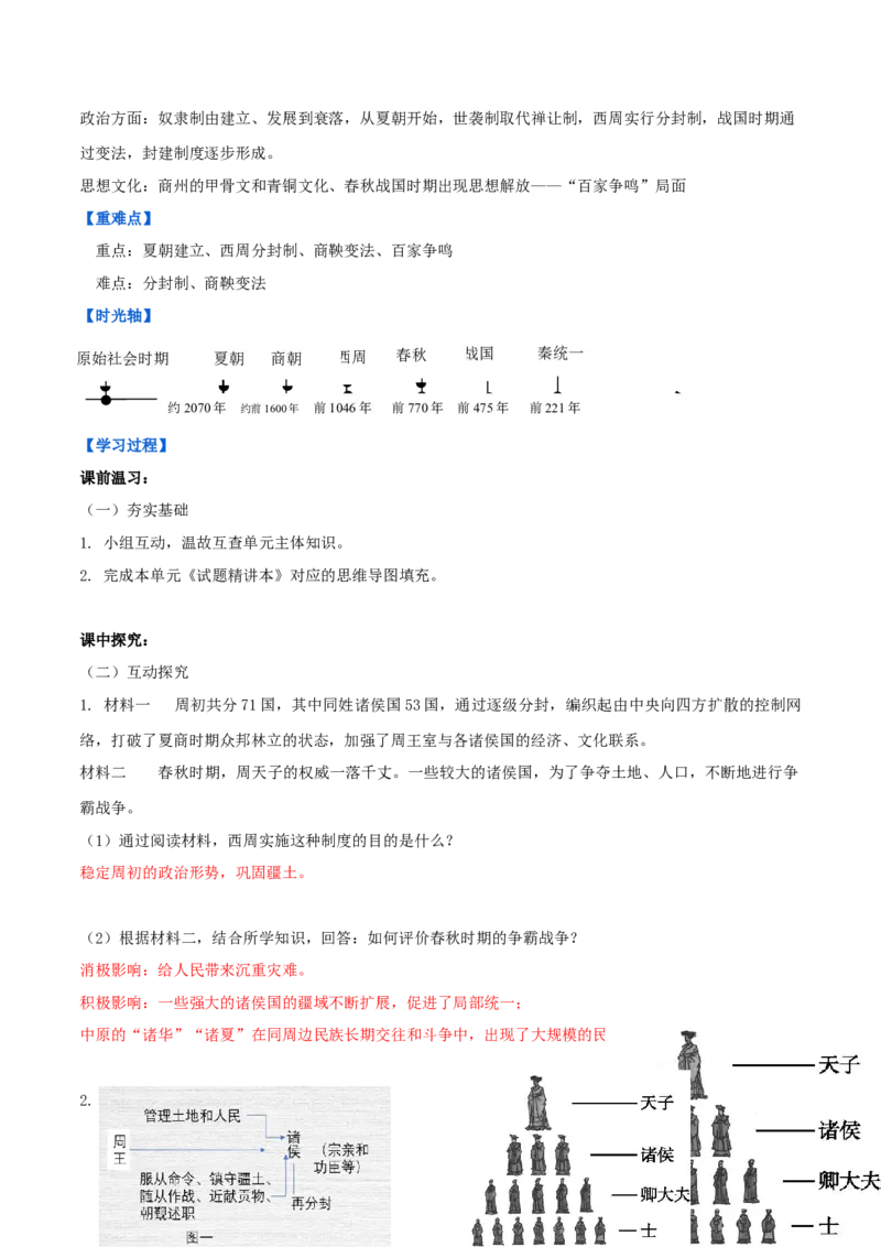 专题02夏商周时期：早期国家与社会变革（学历案）-2020年中考历史一轮复习学历案+教学设计+课件+测试+背诵清单（部编版）_8历史中考复习_2023年中考复习资料_一轮复习