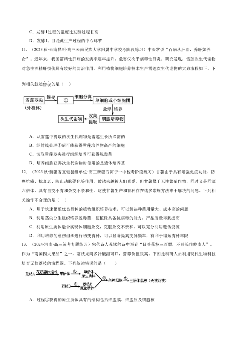 第十单元生物技术与工程（测试）（原卷版）_新高考复习资料_2024年新高考复习资料_一轮复习资料_完2024年高考生物一轮复习讲练测(课件+讲义+练习)（新高考）_单元测试