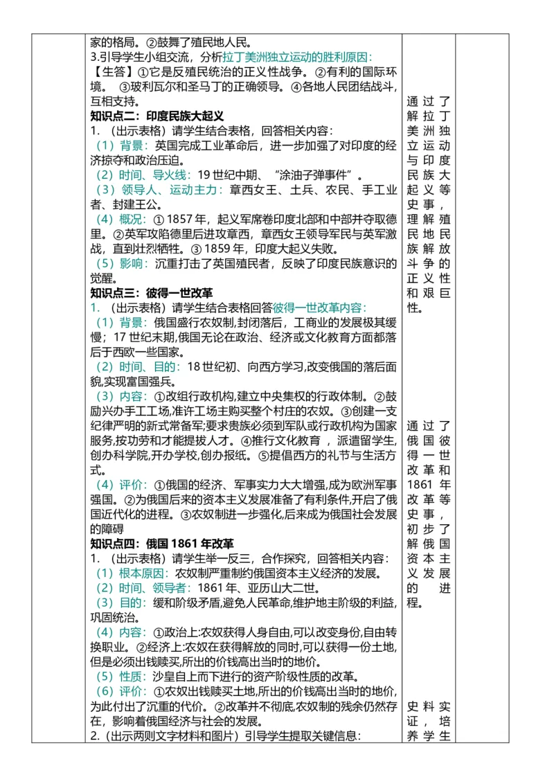 29殖民地人民的反抗与资本主义制度的扩展（教案）_8历史中考复习_2026年中考复习（更新中）_2026中考历史一轮复习课件+教案+单元测试卷_教案