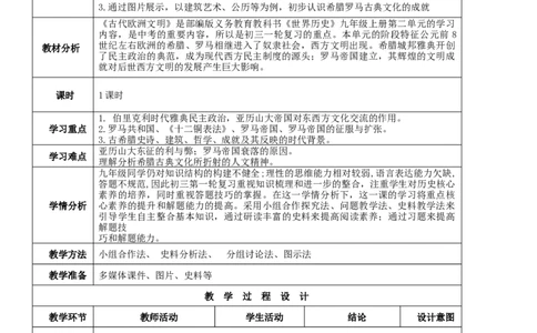 专题02古代欧洲文明（教学设计）-2020年中考历史一轮复习学历案+课件+教学设计+测试+背诵清单（部编版）_8历史中考复习_2023年中考复习资料_一轮复习