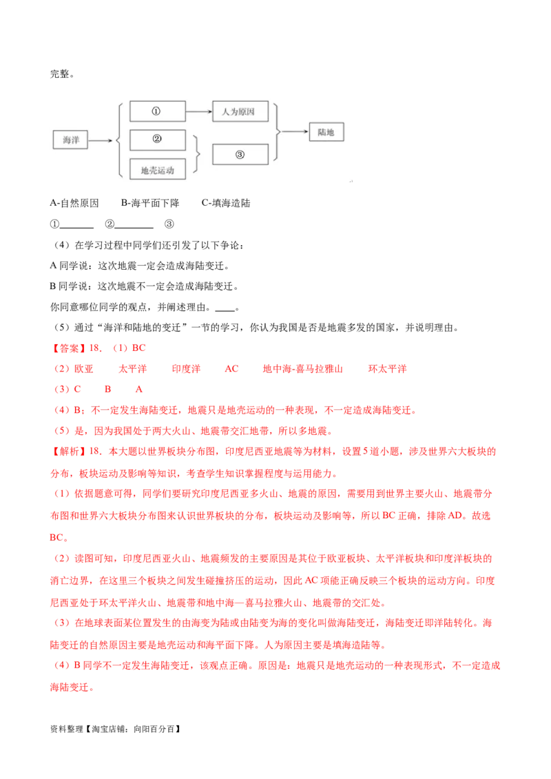 专题05板块构造学说-备战2024年中考地理识图速记手册与变式演练（全国通用）（解析版）_7地理中考复习_2024年中考复习资料_专项复习资料_答案解析版