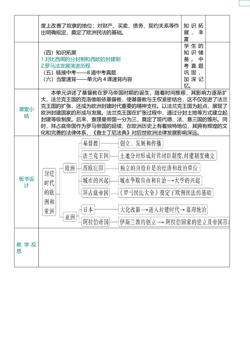 24封建时代的欧洲（教案）_8历史中考复习_2026年中考复习（更新中）_2026中考历史一轮复习课件+教案+单元测试卷_教案
