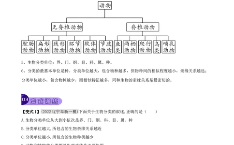 专题03生物的特征及分类（原卷版）_6生物中考复习_2023年中考复习资料_专项复习_2023年中考生物总复习真题探究与变式训练（全国通用）