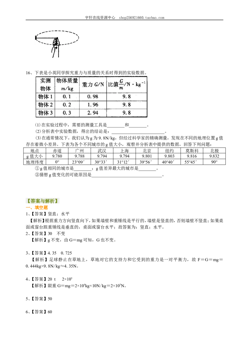 重力（提高）巩固练习_初物_人教版初中物理初二三同步讲义习题练习八九年级电子资料word素材_20250116_181533_A017&mdash;&mdash;人教版初中物理初二三教案讲义专项练习八九年级电子版word资料