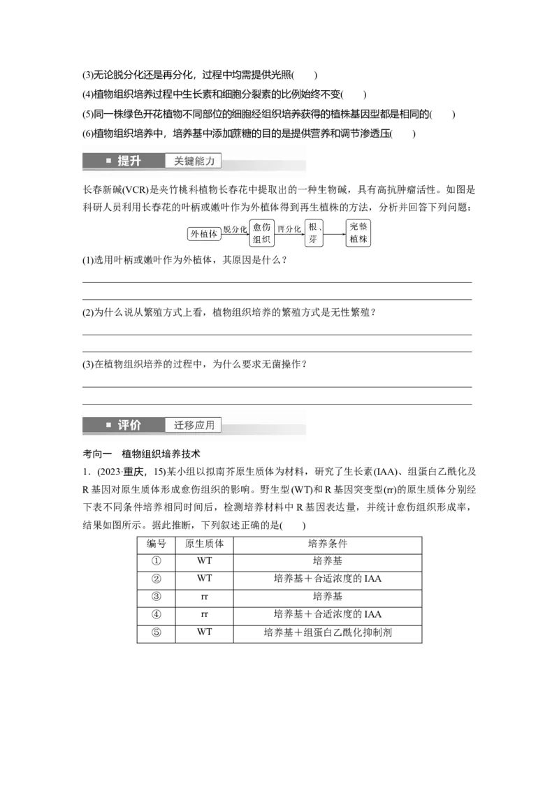 第十单元　第58课时　植物细胞工程_2025年新高考资料_一轮复习_2025大一轮复习讲义+课件（完结）_2025大一轮复习讲义生物学生用书Word版文档整书_2025大一轮复习讲义