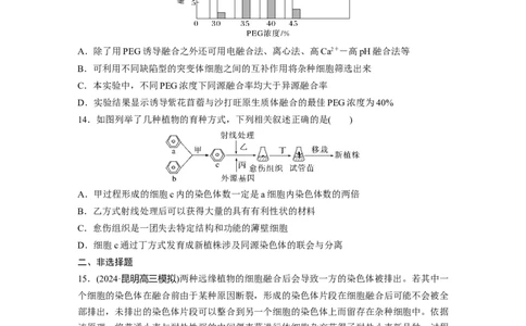 第十单元　课时练58　植物细胞工程_2025年新高考资料_一轮复习_2025大一轮复习讲义+课件（完结）_2025大一轮复习讲义生物学生用书Word版文档整书_2025一轮复习73练