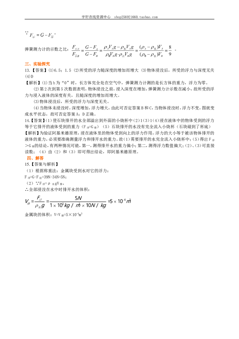 阿基米德原理(提高)巩固练习_初物_人教版初中物理初二三教案讲义专项练习八九年级电子版word资料_最新人教版初中物理初二下册_赠送：人教版初中物理讲义8下基础+提高