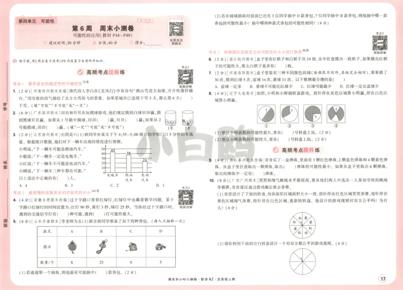25秋《周末小测卷》5年级上册数学人教版试卷_2026春季学期_周末预测小卷_2026《一本&bull;周末小测卷》（1-6年级下）（数学）（人教版）_赠送：2026小白鸥周末小测卷数学1-6年级上册