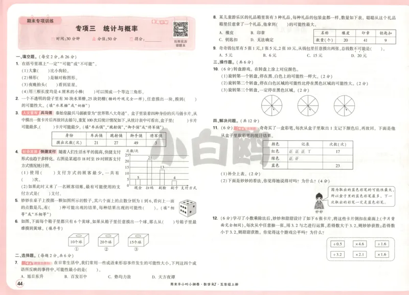25秋《周末小测卷》5年级上册数学人教版试卷_2026春季学期_周末预测小卷_2026《一本&bull;周末小测卷》（1-6年级下）（数学）（人教版）_赠送：2026小白鸥周末小测卷数学1-6年级上册