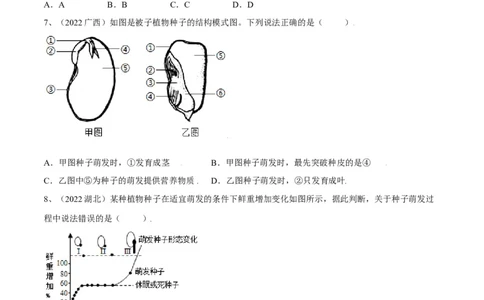 专题04生物圈中有哪些绿色植物（原卷版）_6生物中考复习_2023年中考复习资料_一轮复习_2023年中考生物一轮复习讲练测