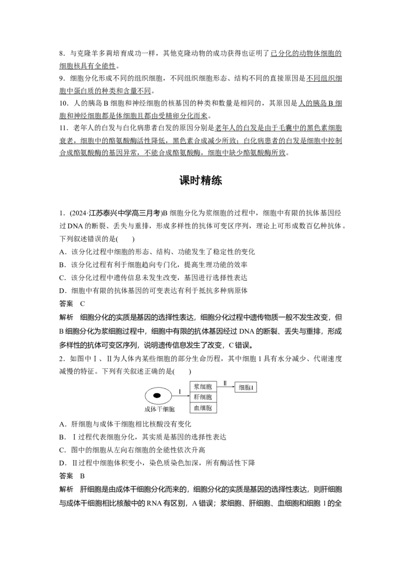 第四单元　第23课时　细胞的分化、衰老和死亡_2025年新高考资料_一轮复习_2025大一轮复习讲义+课件（完结）_2025大一轮复习讲义生物教师用书Word版文档整书