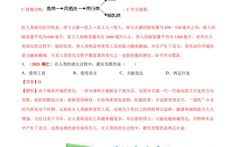 专题05&nbsp;人的由来（解析版）_6生物中考复习_2024年中考复习资料_专项复习资料_完三年（2021-2023）中考生物真题分项汇编（全国通用）_答案解析版