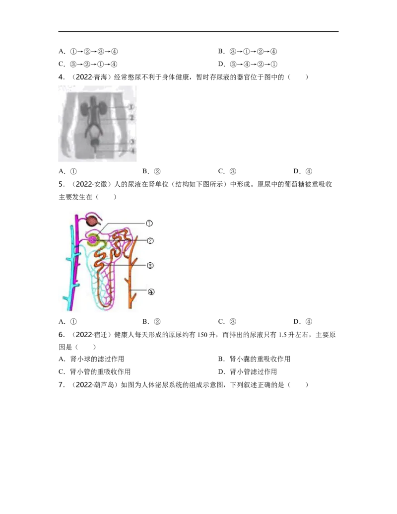 专题04生物圈中的人（三）背诵清单+跟踪训练（学生版）_6生物中考复习_2023年中考复习资料_一轮复习_2023年中考生物一轮大单元复习过过过（全国通用）