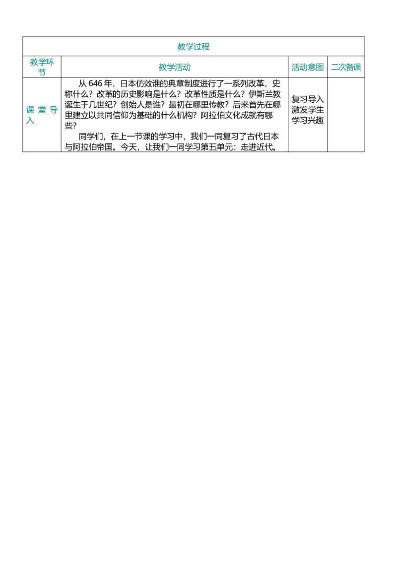 26走向近代（教案）_8历史中考复习_2026年中考复习（更新中）_2026中考历史一轮复习课件+教案+单元测试卷_教案