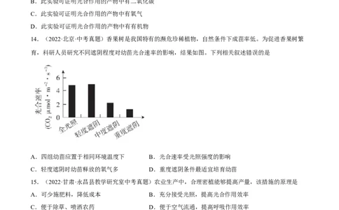 专题05绿色植物的蒸腾作用、光合作用和呼吸作用（习题帮）（原卷版）_6生物中考复习_2023年中考复习资料_一轮复习_备战2023年中考生物一轮复习考点帮（全国通用）288506454
