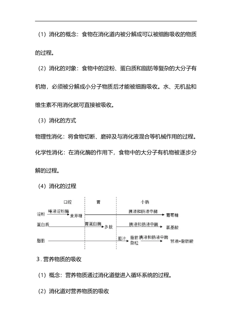 专题07人体的营养-备战2023年中考生物核心考点梳理与必背_6生物中考复习_2023年中考复习资料_专项复习_备战2023年中考生物核心考点梳理与必背