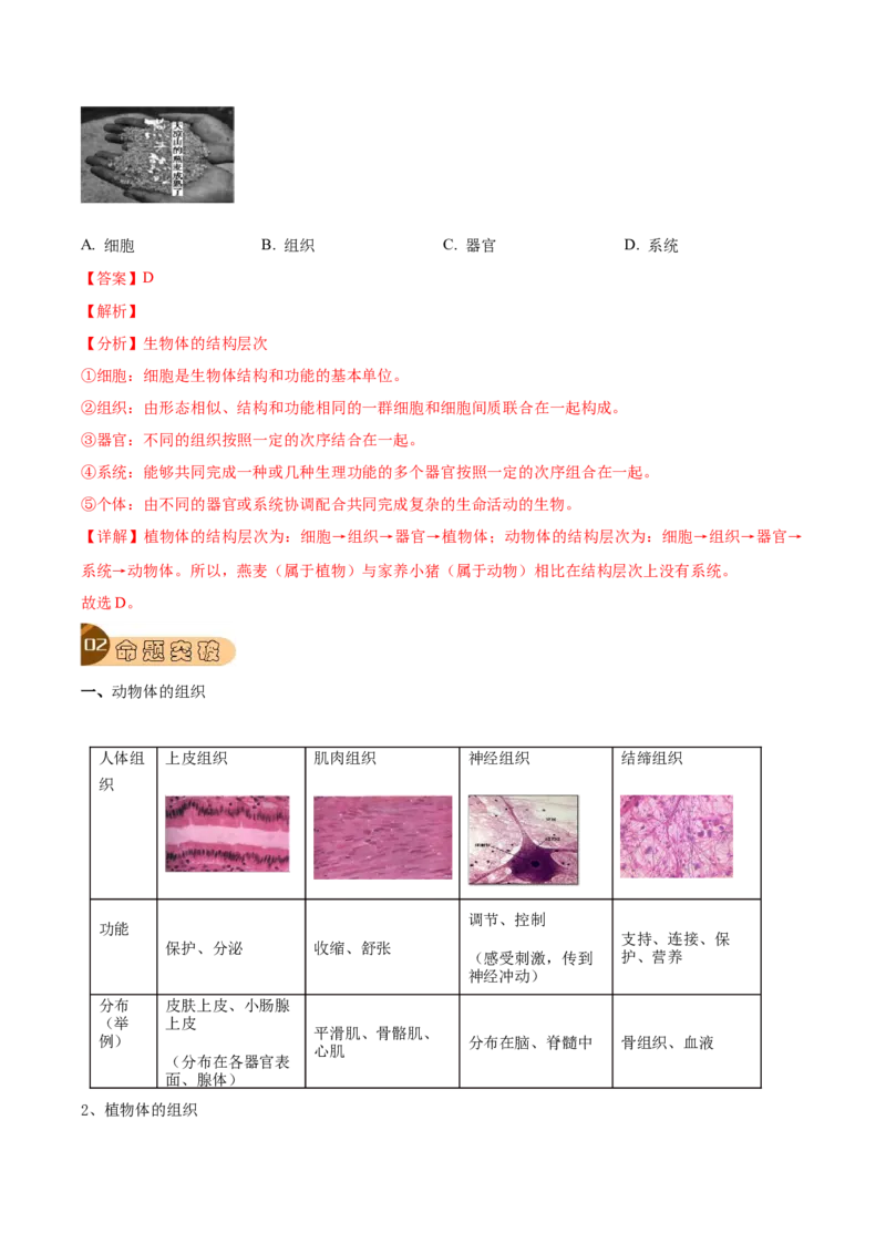 专题02细胞怎样构成生物体（解析版）_6生物中考复习_2023年中考复习资料_专项复习_2023年中考生物总复习真题探究与变式训练（全国通用）