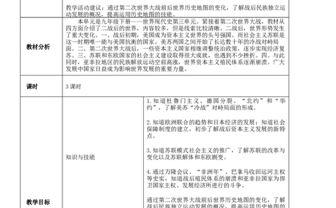 专题03二战后的世界变化（教学设计）-2020年中考历史一轮复习学历案+课件+教学设计+测试+背诵清单（部编版）_8历史中考复习_2023年中考复习资料_一轮复习