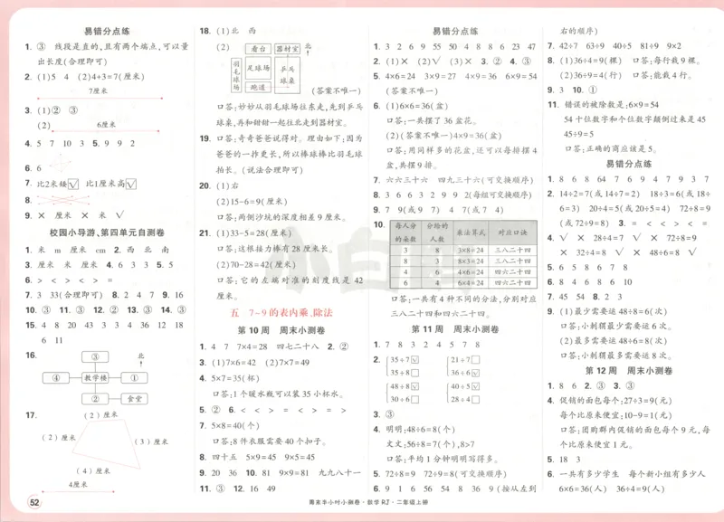 25秋《周末小测卷》2年级上册数学人教版答案_2026春季学期_周末预测小卷_2026《一本&bull;周末小测卷》（1-6年级下）（数学）（人教版）_赠送：2026小白鸥周末小测卷数学1-6年级上册