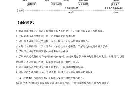 9第九单元明清时期：统一多民族国家的巩固与发展(一)(第14-17课)中考历史总复习讲练学案（含解析）_8历史中考复习_2023年中考复习资料_专项复习