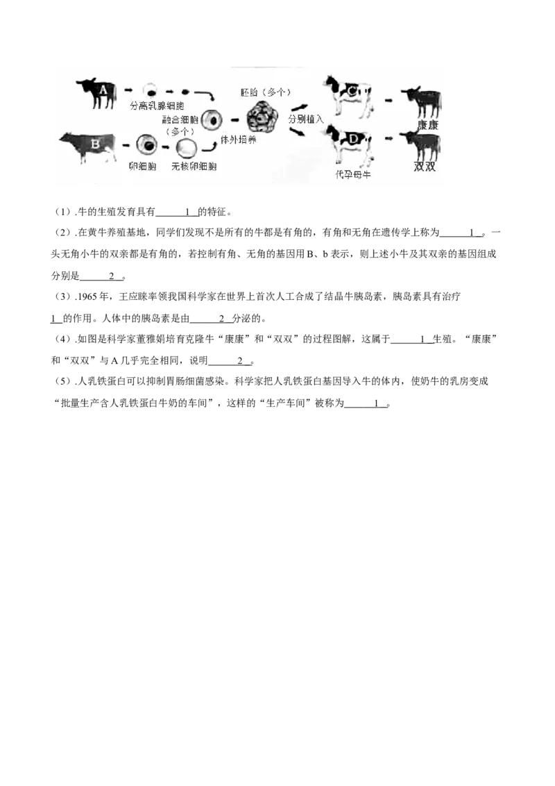 专题15&nbsp;生物技术（原卷版）_6生物中考复习_2024年中考复习资料_专项复习资料_完三年（2021-2023）中考生物真题分项汇编（全国通用）