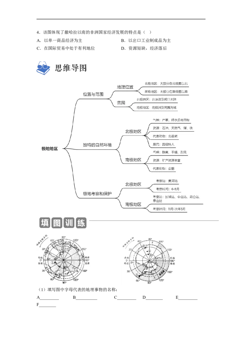 专题10了解区域-撒哈拉以南非洲、极地地区（讲义）（原卷版）-2023年中考地理一轮复习讲练测_7地理中考复习_2023年中考复习资料_一轮复习_2023年中考地理一轮复习讲练测