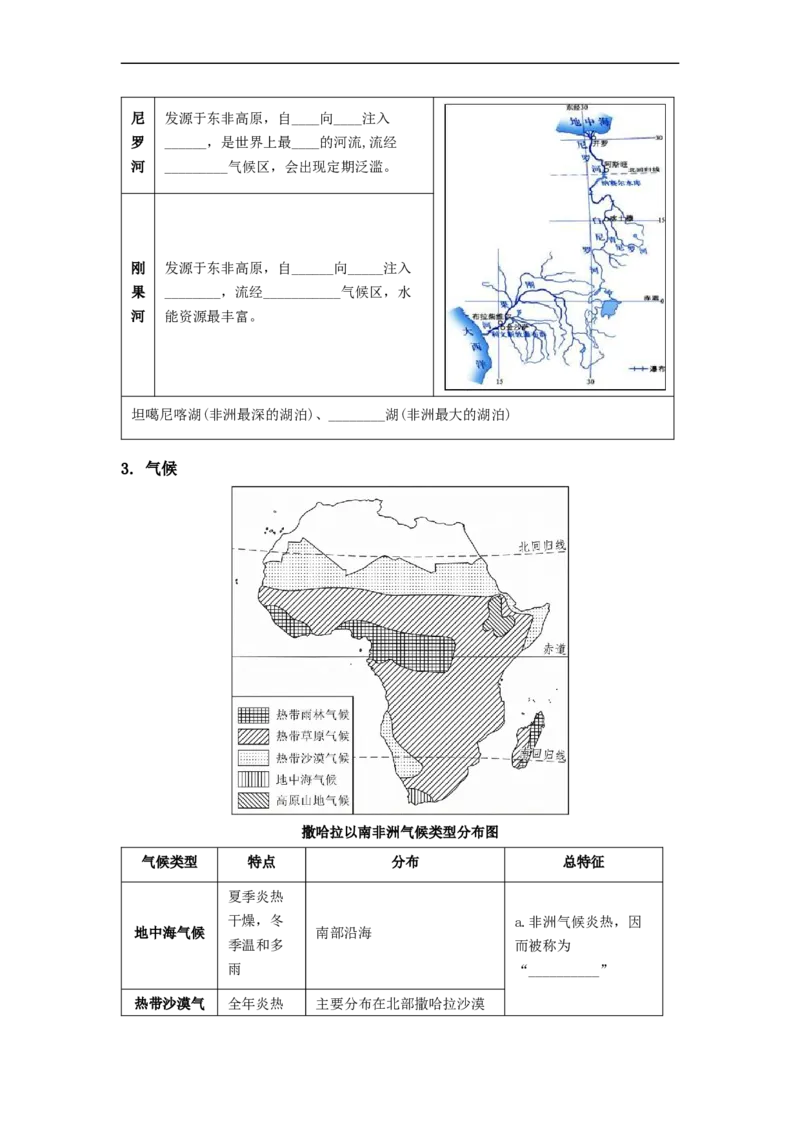 专题10了解区域-撒哈拉以南非洲、极地地区（讲义）（原卷版）-2023年中考地理一轮复习讲练测_7地理中考复习_2023年中考复习资料_一轮复习_2023年中考地理一轮复习讲练测
