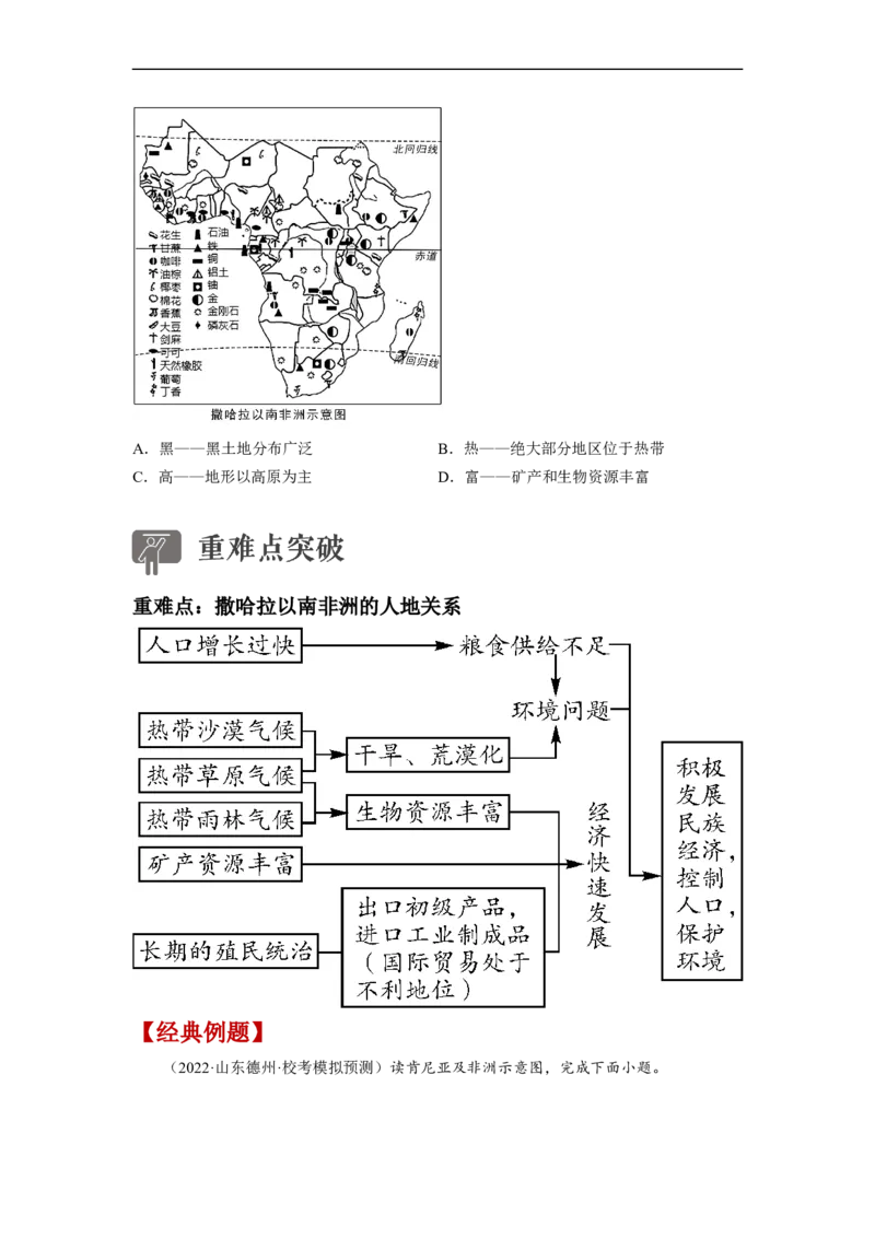 专题10了解区域-撒哈拉以南非洲、极地地区（讲义）（原卷版）-2023年中考地理一轮复习讲练测_7地理中考复习_2023年中考复习资料_一轮复习_2023年中考地理一轮复习讲练测