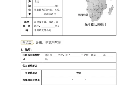 专题10了解区域-撒哈拉以南非洲、极地地区（讲义）（原卷版）-2023年中考地理一轮复习讲练测_7地理中考复习_2023年中考复习资料_一轮复习_2023年中考地理一轮复习讲练测