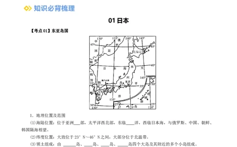 专题12日本和埃及（背记帮）-备战2024年中考地理一轮复习考点帮（全国通用）（挖空版）_7地理中考复习_2024年中考复习资料_一轮复习资料_配套背记资料（挖空版）