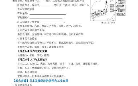 专题12日本和埃及（背记帮）-备战2024年中考地理一轮复习考点帮（全国通用）（挖空版）_7地理中考复习_2024年中考复习资料_一轮复习资料_配套背记资料（挖空版）