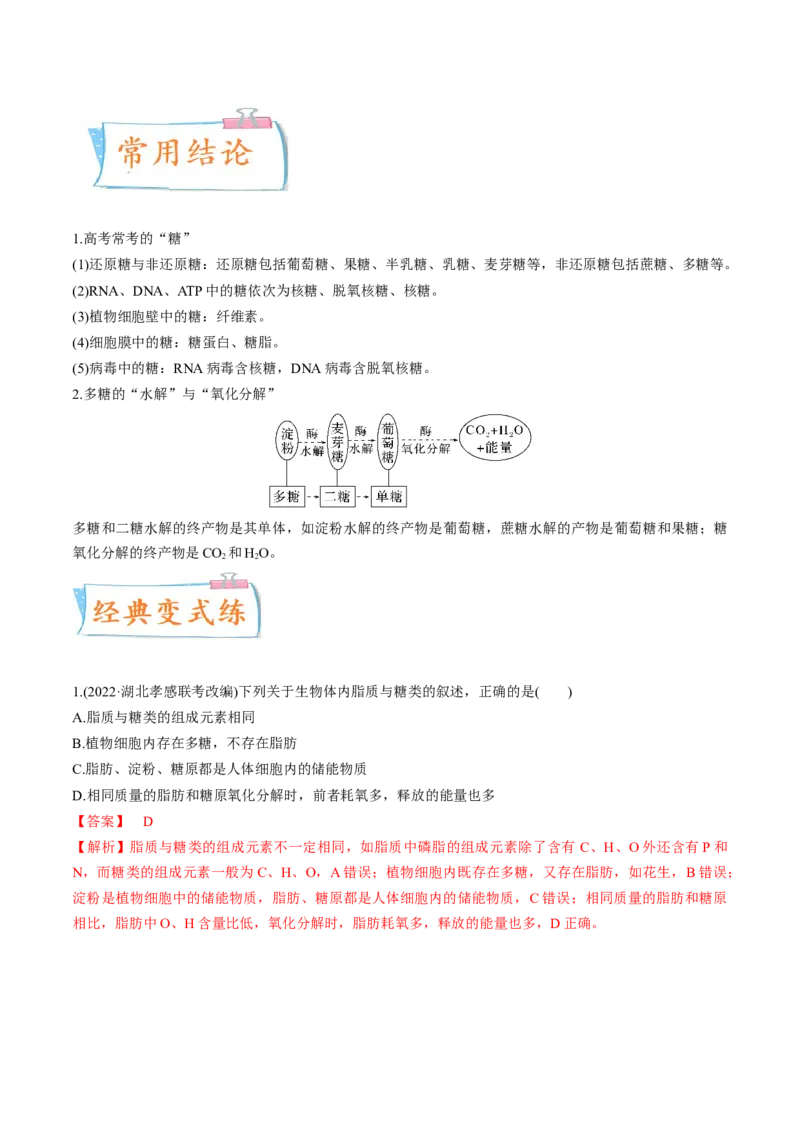 考向01组成细胞的分子-备战2023年高考生物一轮复习考点微专题（全国通用）（解析版）_通用版（老高考）复习资料_2023年复习资料_一轮复习