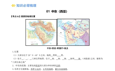 专题10中东和欧洲西部（背记帮）-备战2024年中考地理一轮复习考点帮（全国通用）（挖空版）_7地理中考复习_2024年中考复习资料_一轮复习资料_配套背记资料（挖空版）