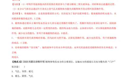 专题09绿色植物与生物圈的水循环（解析版）_6生物中考复习_2023年中考复习资料_专项复习_2023年中考生物总复习真题探究与变式训练（全国通用）