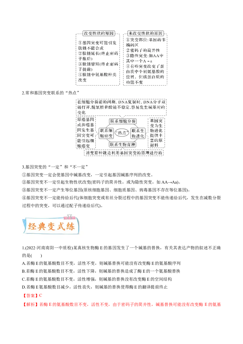 考向14基因突变及其他变异-备战2023年高考生物一轮复习考点微专题（全国通用）（解析版）(1)_通用版（老高考）复习资料_2023年复习资料_一轮复习