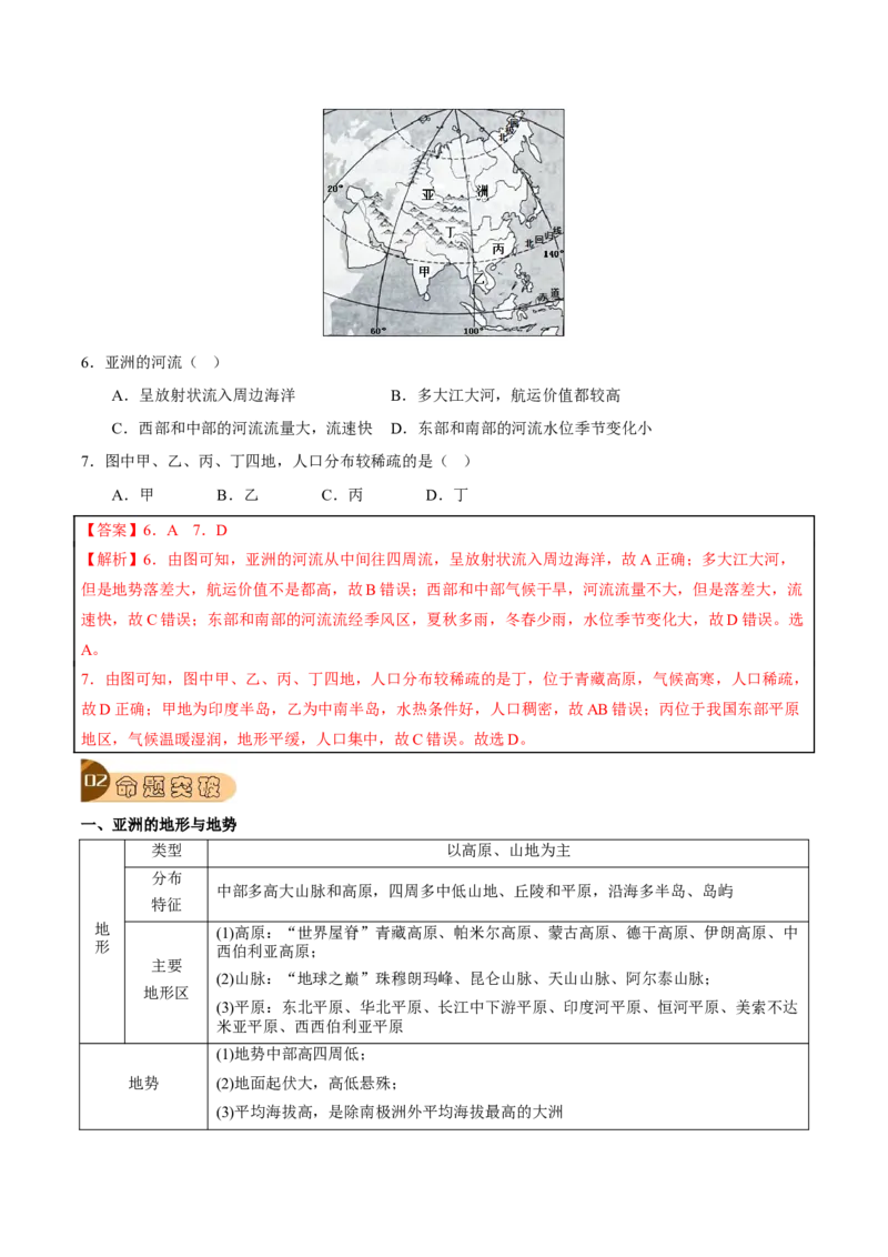 专题07我们生活的大洲&mdash;亚洲-2023年中考地理总复习真题探究与变式训练（全国通用）（解析版）_7地理中考复习_2023年中考复习资料_专项复习
