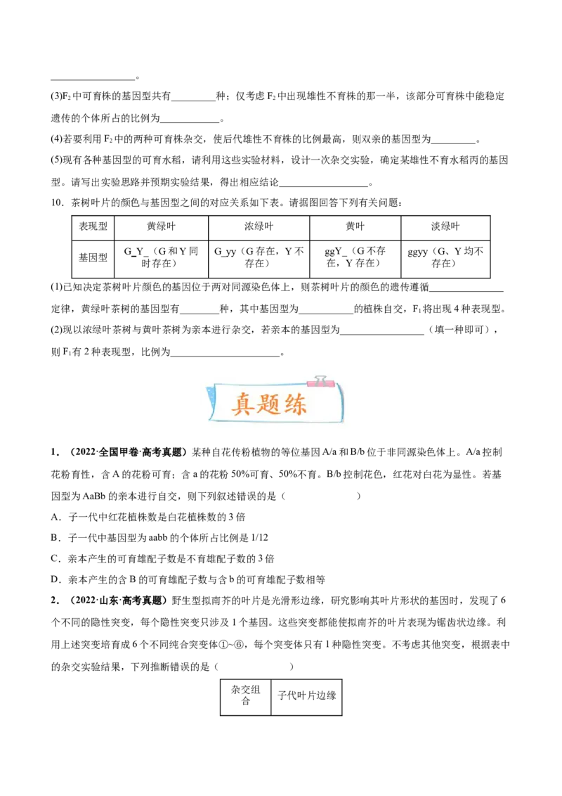 考向10基因的自由组合定律-备战2023年高考生物一轮复习考点微专题（全国通用）（原卷版）_通用版（老高考）复习资料_2023年复习资料_一轮复习