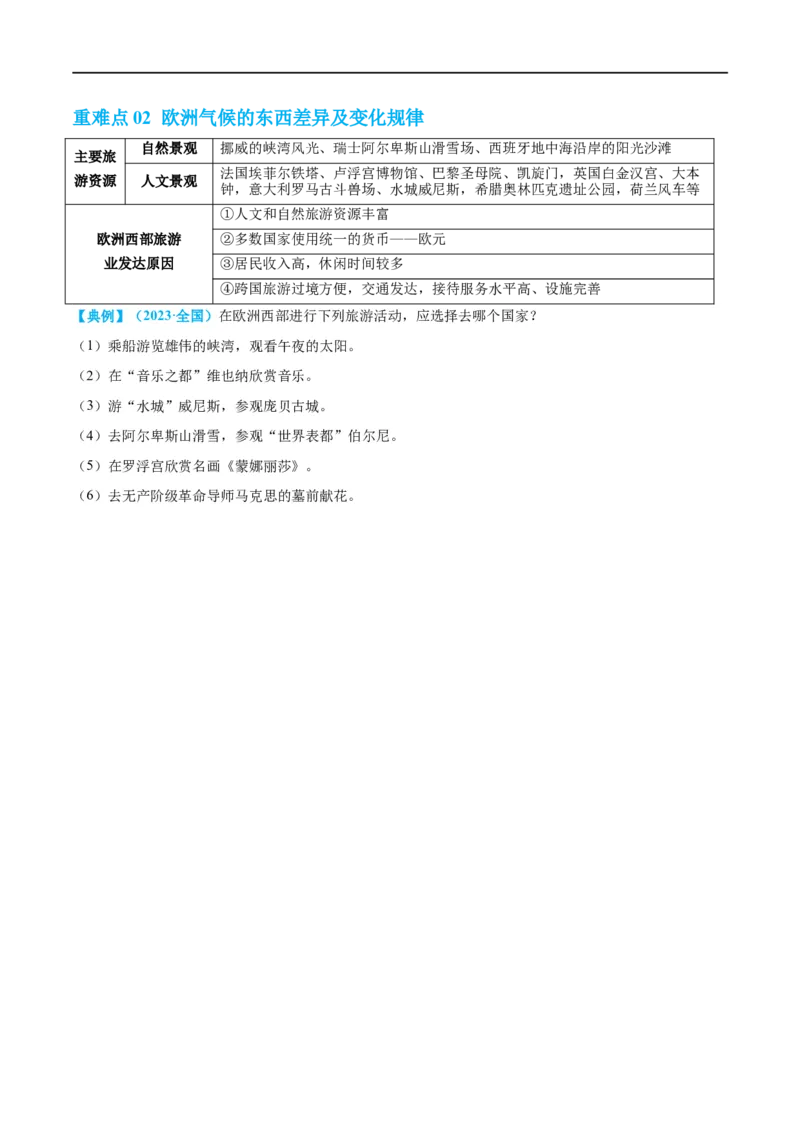 专题11中东（西亚）和欧洲西部（讲义）（原卷版）_7地理中考复习_2024年中考复习资料_一轮复习资料_❤2024年中考地理一轮复习讲练测（全国通用）_配套讲义