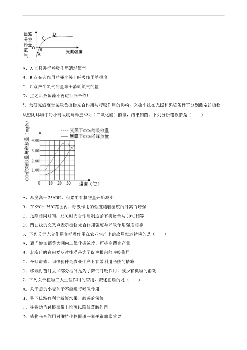 专题08绿色植物的呼吸作用（习题精练）（全国通用）（原卷版）_6生物中考复习_2024年中考复习资料_一轮复习资料_省心备考2024年中考生物一轮复习精讲精练（全国通用）
