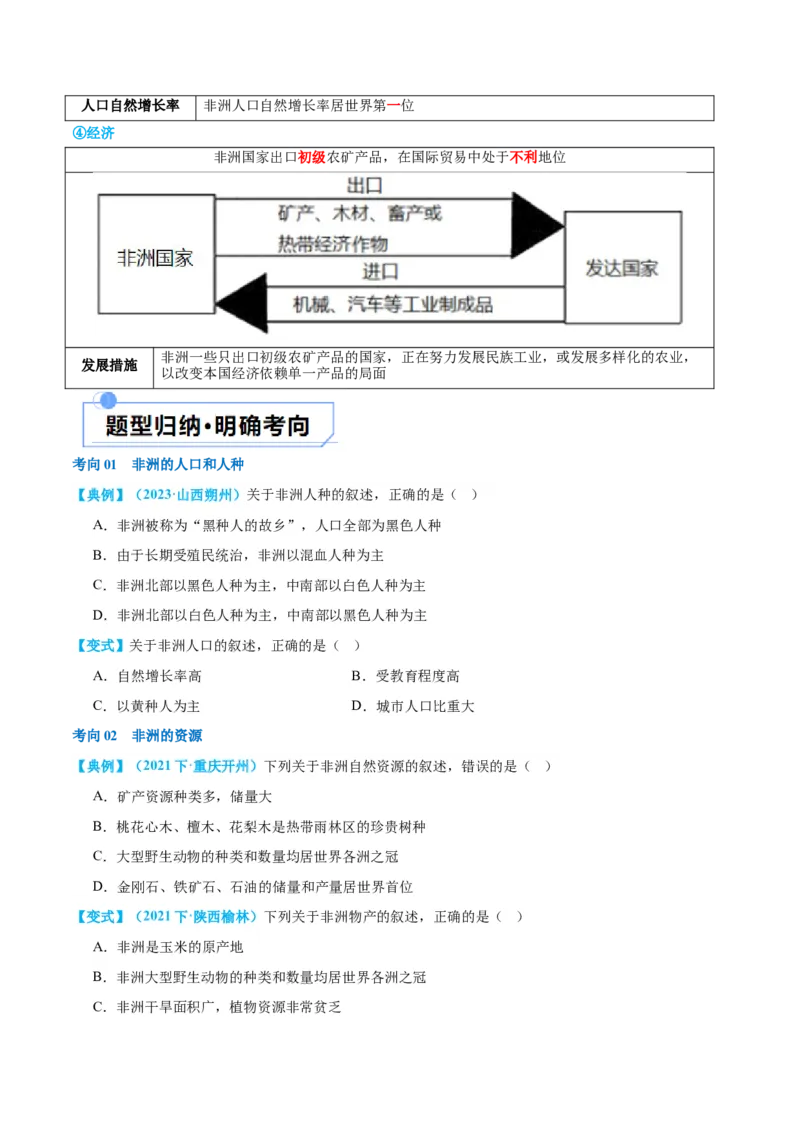 专题09非洲和美洲（讲义）（原卷版）_7地理中考复习_2024年中考复习资料_一轮复习资料_❤2024年中考地理一轮复习讲练测（全国通用）_配套讲义