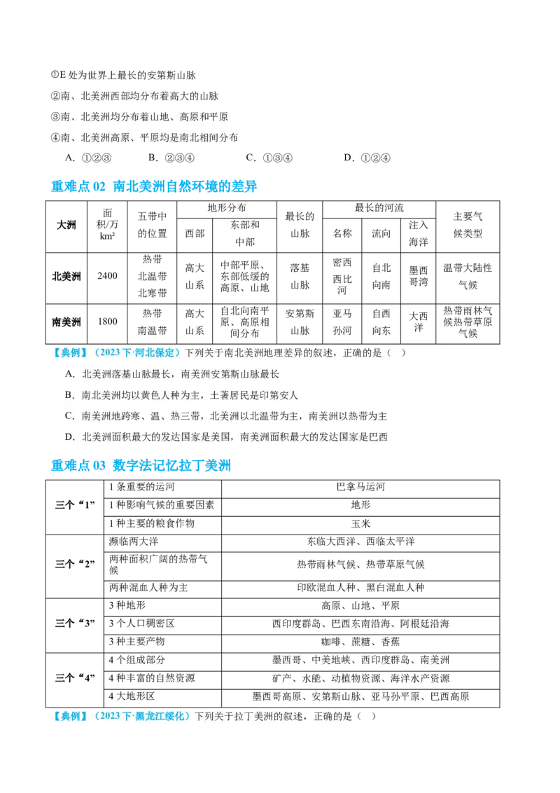 专题09非洲和美洲（讲义）（原卷版）_7地理中考复习_2024年中考复习资料_一轮复习资料_❤2024年中考地理一轮复习讲练测（全国通用）_配套讲义