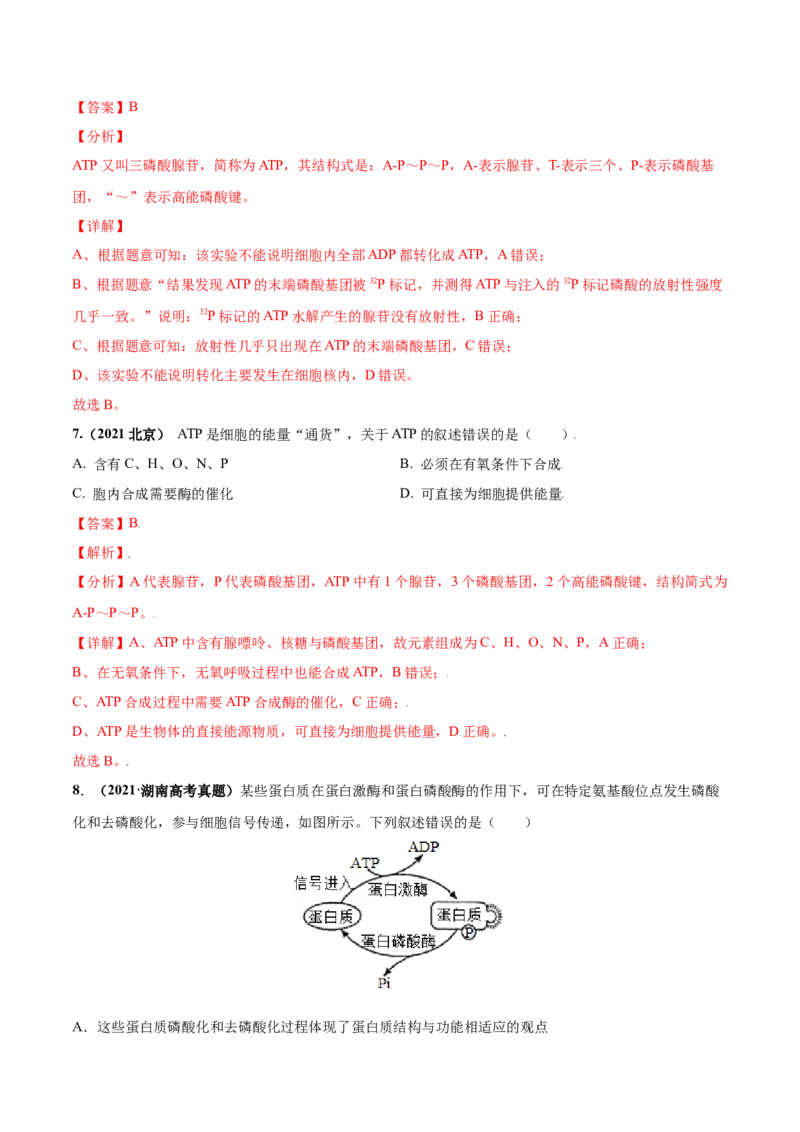 考向04ATP和酶-备战2023年高考生物一轮复习考点微专题（全国通用）（解析版）(1)_通用版（老高考）复习资料_2023年复习资料_一轮复习_备战2023年高考生物一轮复习考点微专题（全国通用）
