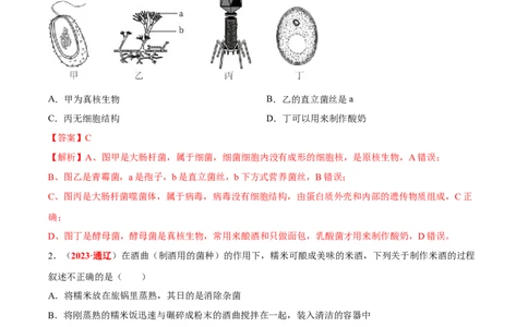 专题15&nbsp;生物技术（解析版）_6生物中考复习_2024年中考复习资料_专项复习资料_完三年（2021-2023）中考生物真题分项汇编（全国通用）_答案解析版